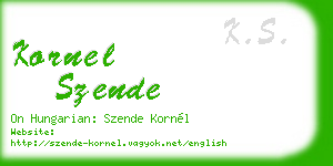 kornel szende business card